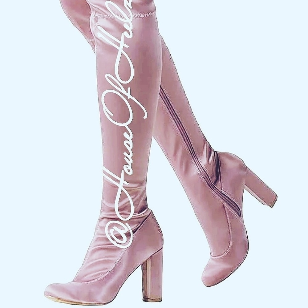 Liliana Over-the-Knee Purple Satin Boots